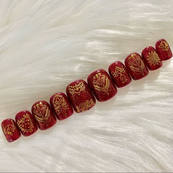 Red Ranee 👑 Custom Press On Nails | High Quality Nails | Handmade - Picture 1 of 10